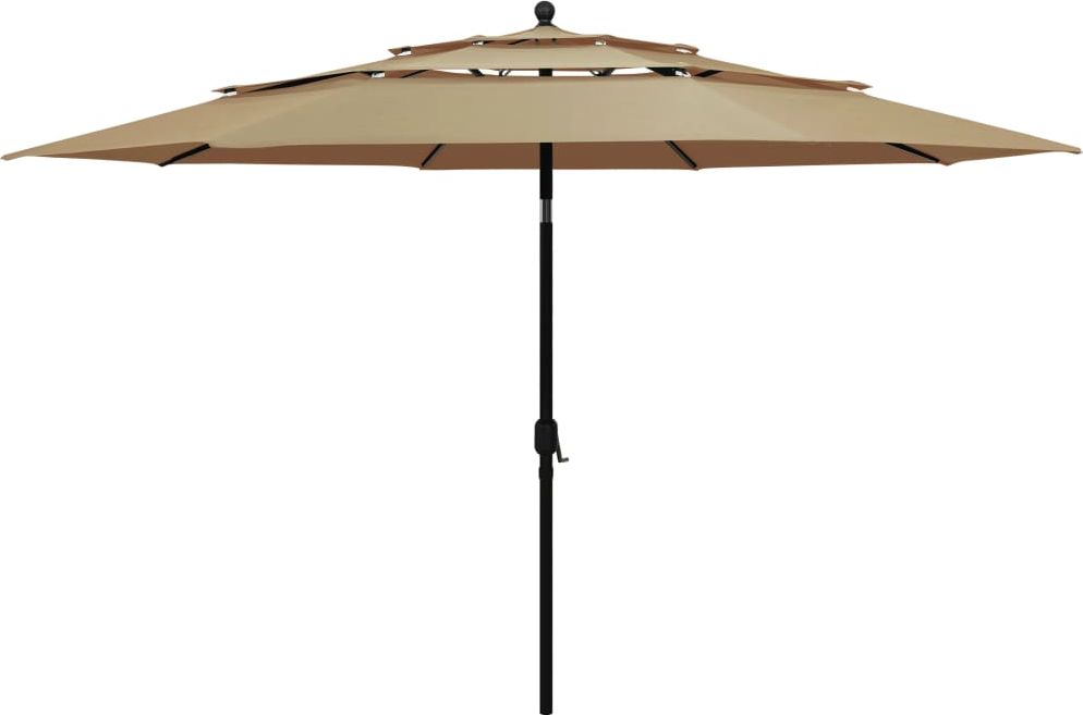 vidaXL 3-poziomowy parasol na aluminiowym słupku, taupe, 3,5 m