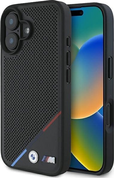 BMW BMHMP16M23PUPDK iPhone 16 Plus 6.7" czarny/black hardcase M Perforated Tricolor Line MagSafe