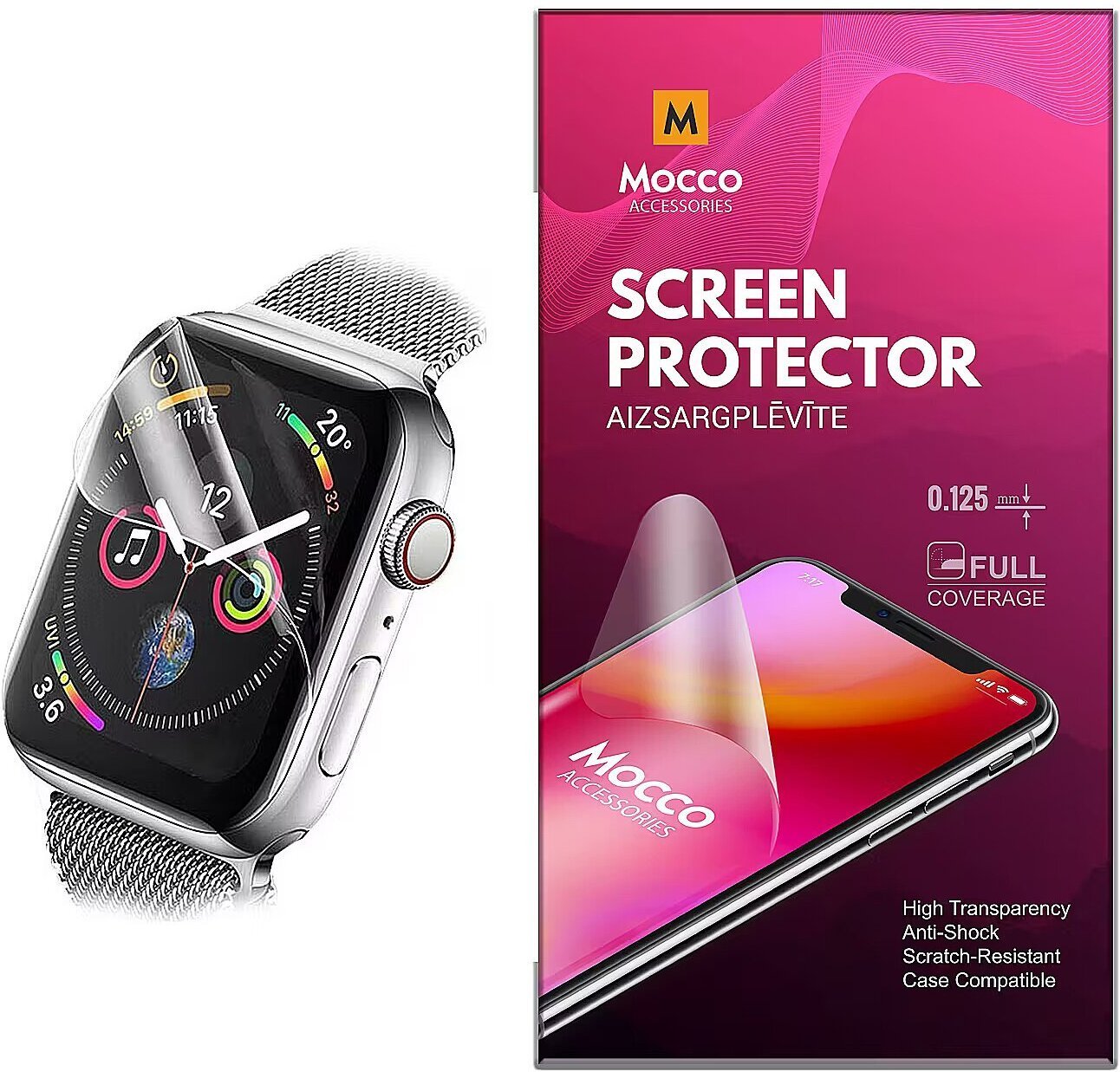 Mocco Full Coverage 0.125mm Clear Screen Protector for Apple Watch 42mm