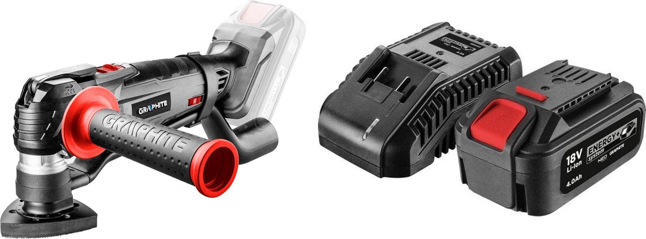 Graphite Urządzenie wielofunkcyjne Energy+ 18V 58G013 + akumulator 4 Ah z ładowarką 58GE132