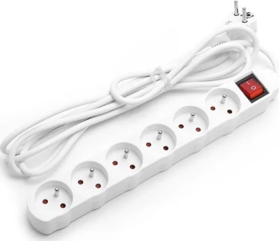 Aigostar Listwa zasilająca na 6 gniazd typu francuskiego z przełącznikiem 5 Listwa zasilająca na 6 gniazd typu francuskiego z przełącznikiem 5
