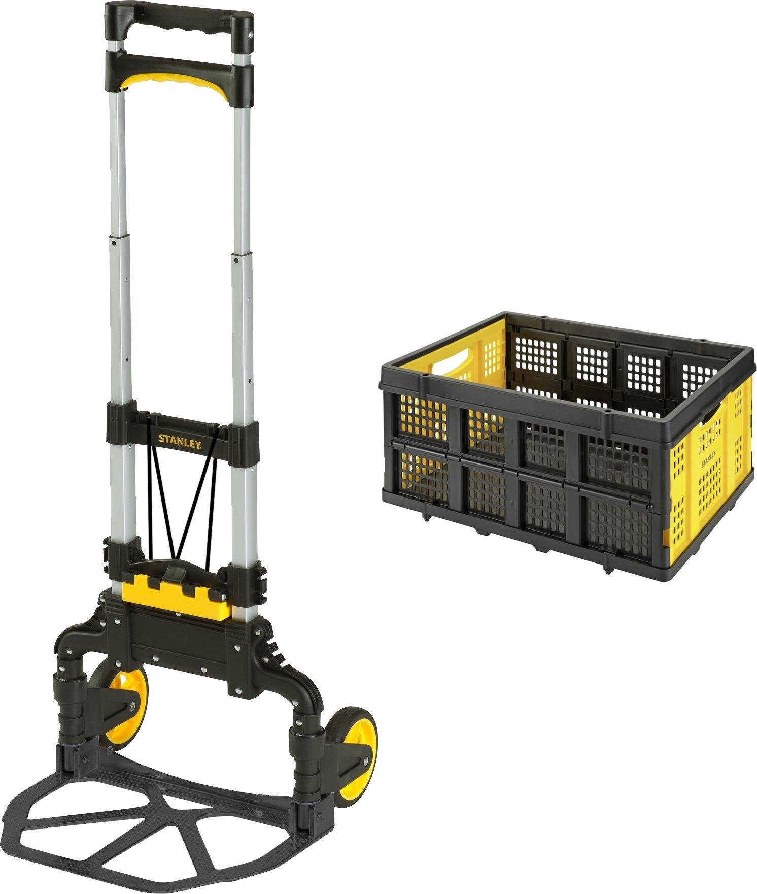 Stanley Stanley Wózek transportowy aluminiowy składany 60kg (SXWTD-FT501) + Składana skrzynia do wózków transportowych 25kg SXWT-FT505