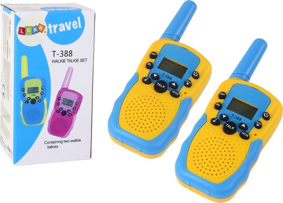 LeanToys Walkie Talkie Krótkofalówki Żółto - Niebieski Zasięg 3km Dla Dzieci