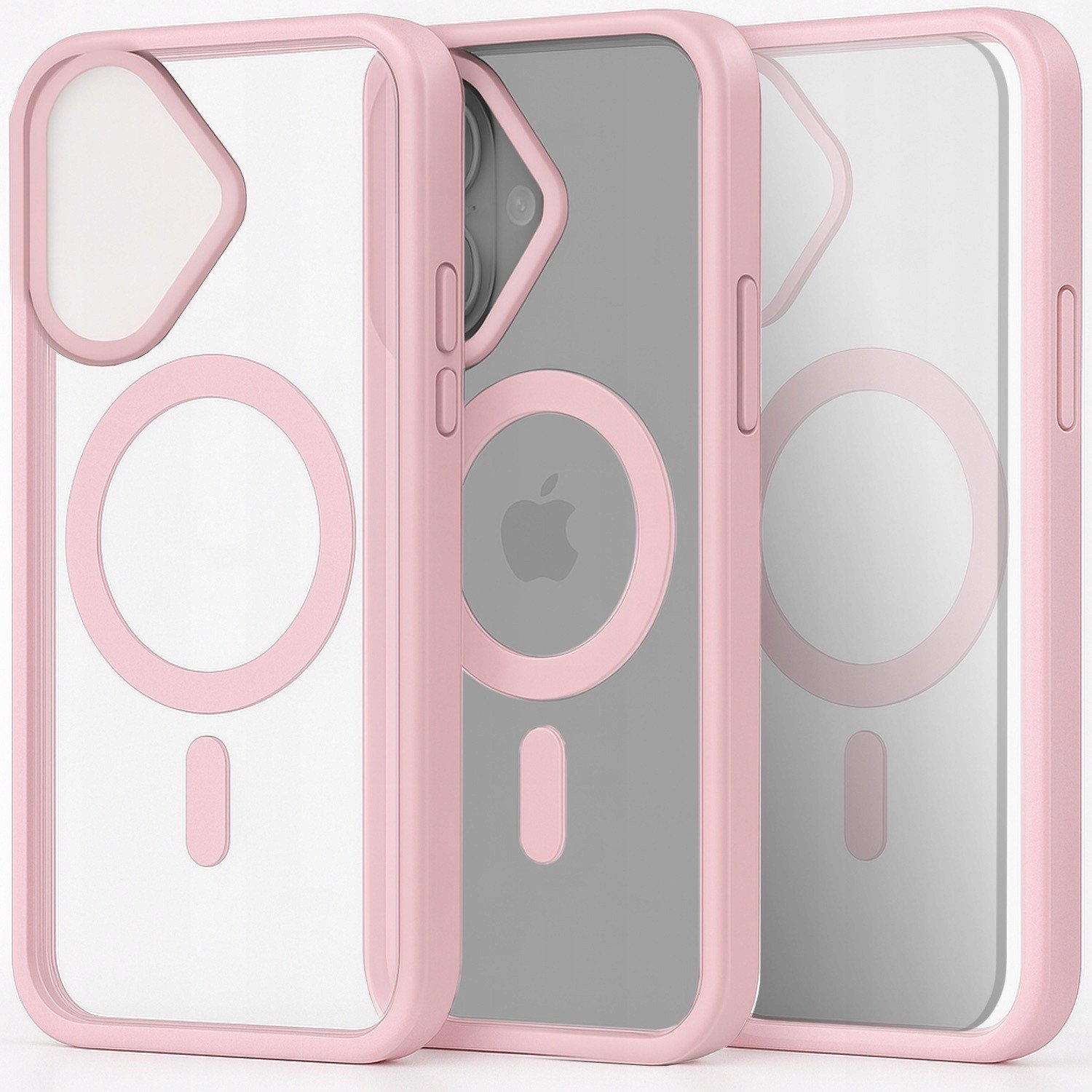 Etui do Apple iPhone 16 (Do Magsafe, Przezroczyste, Jasnoróżowe) Szkło 9H