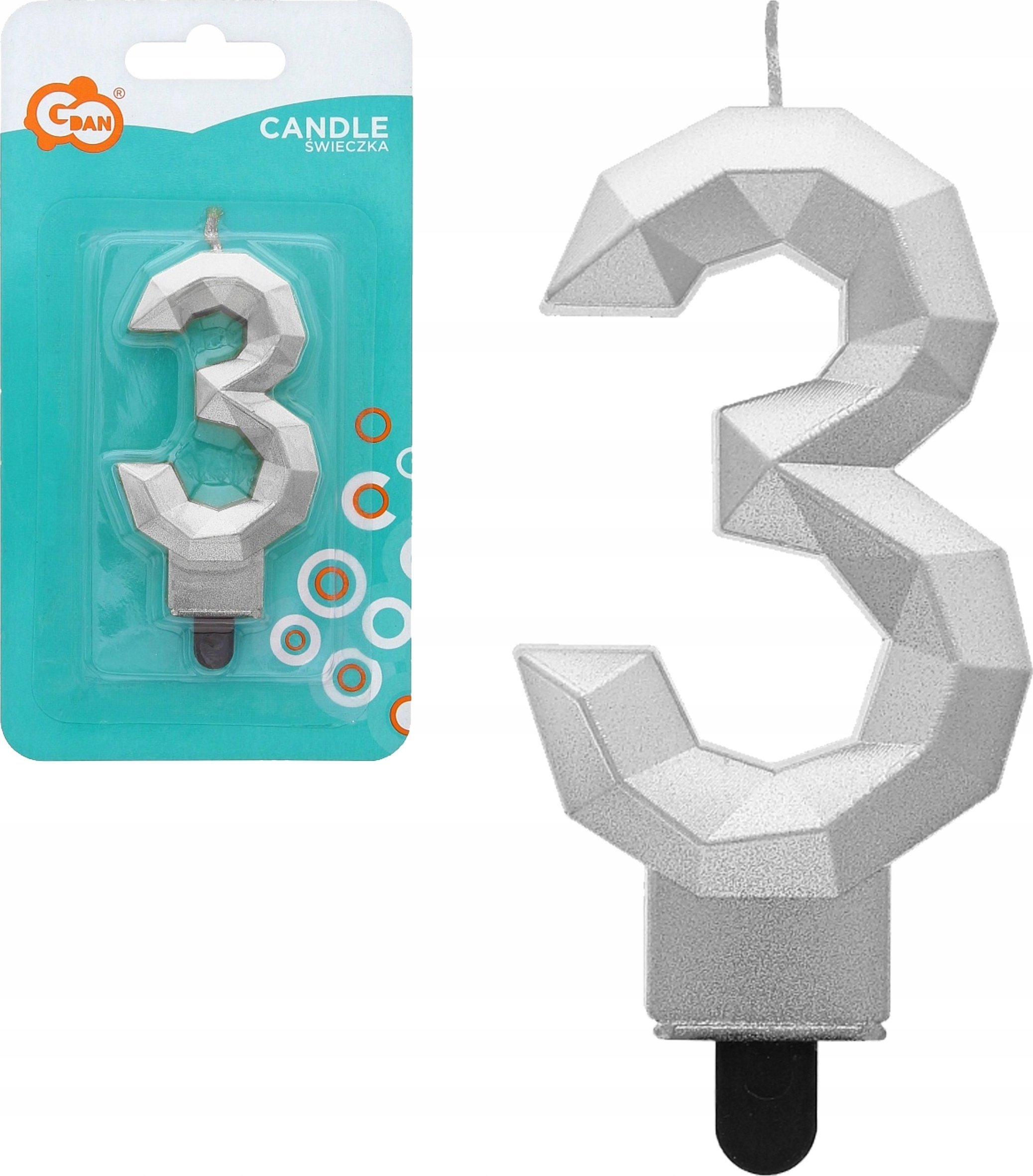 GoDan Świeczka cyfra 3 Diament met srebrny PF-SDS3 63254