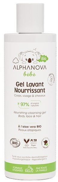 Alphanova Odżywczy żel myjący do ciała, twarzy i włosów dla niemowląt Bebe Bio 200ml