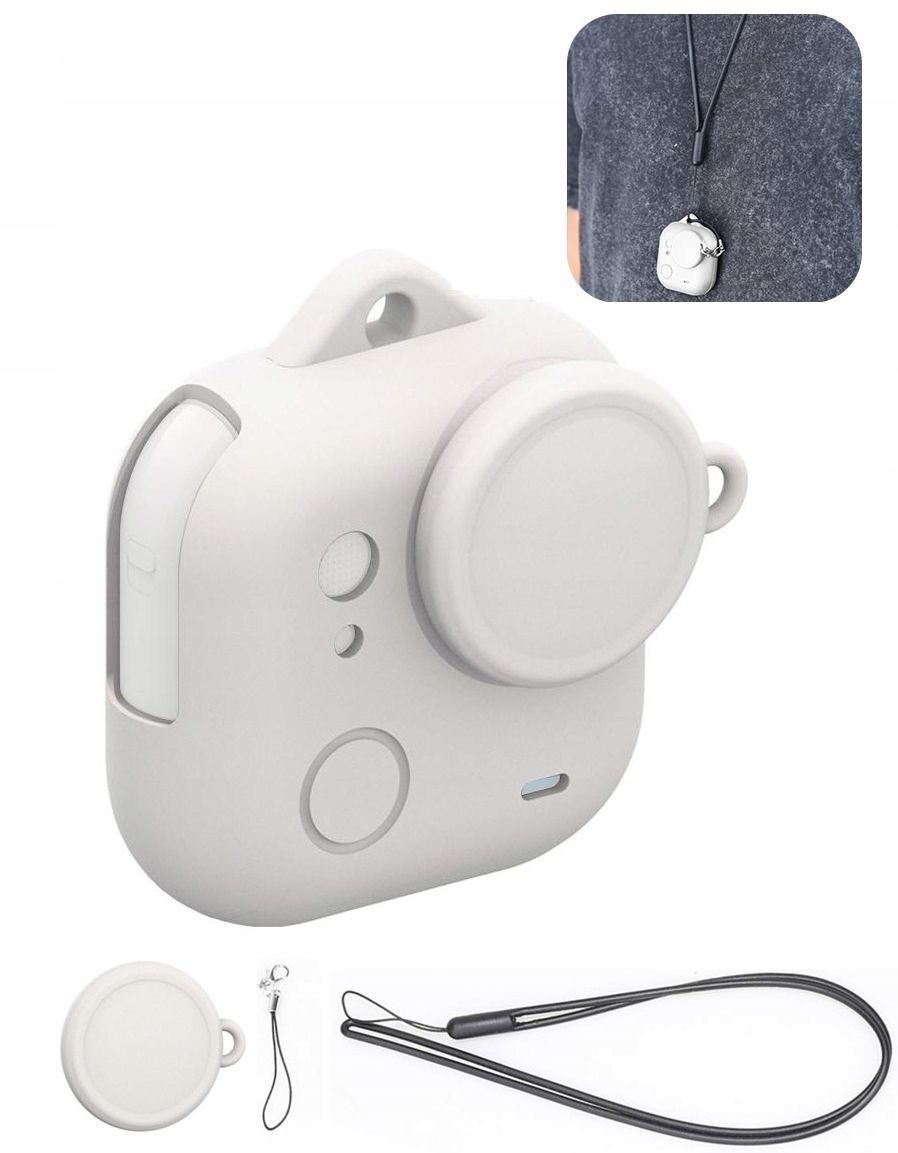 Etui Silikonowe Case Osłona Futerał Do Insta360 Go Ultra + Dekielek I Smycz / Pu786w / Biały