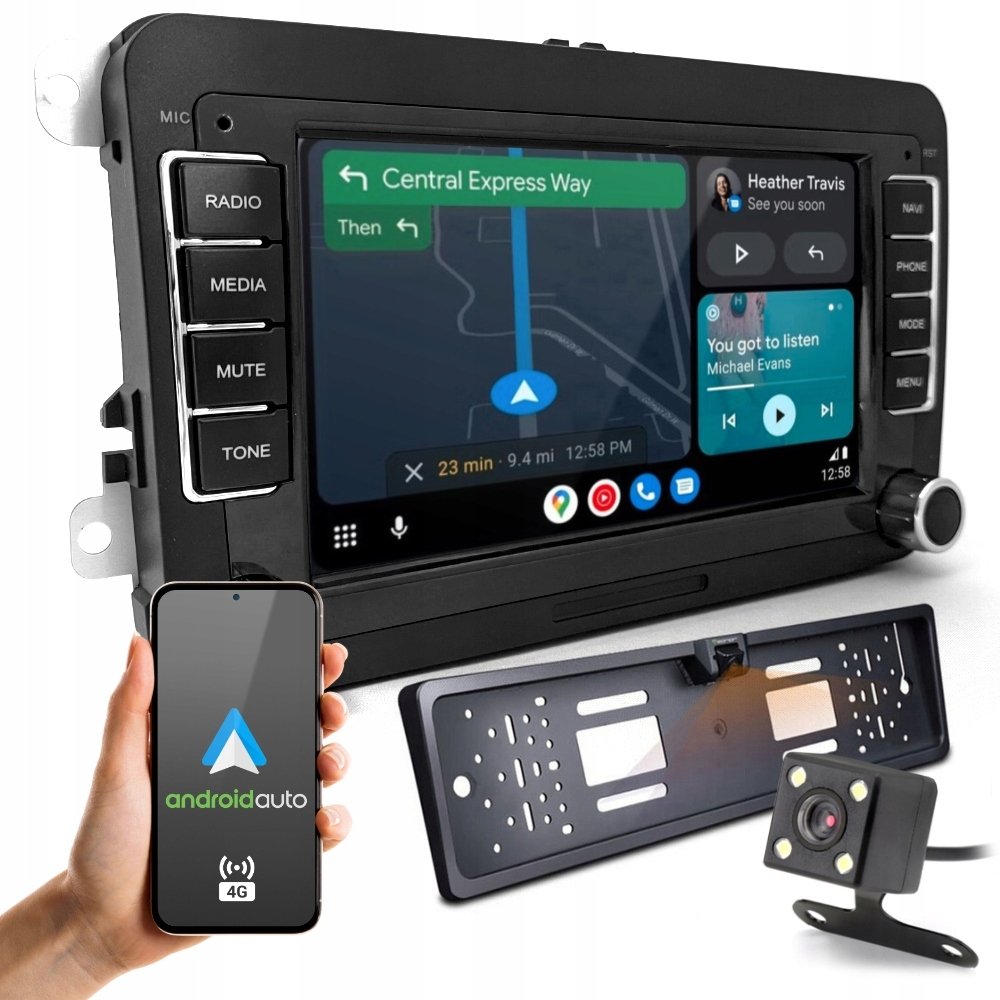 Radio 4GB RAM Volkswagen 7" Nawigacja GPS Android WiFi GSM 4G Kamera