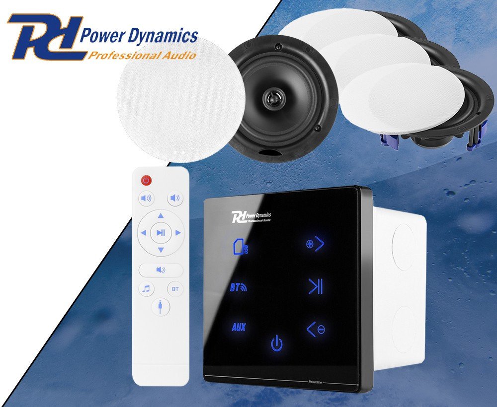 Zestaw: Wzmacniacz audio z 4 głośnikami sufitowymi Power Dynamics Powerline A100B one size
