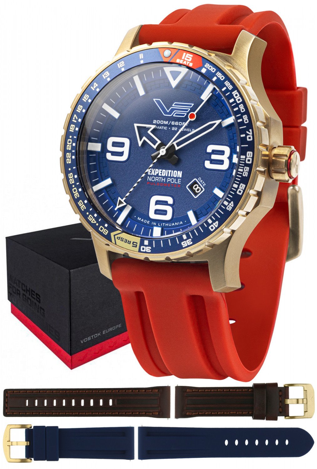 Zegarek męski Vostok Europe YN55-597B730SR czerwony