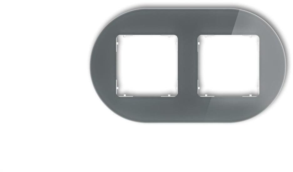 ICON Ramka uniwersalna podwójna okrągła - efekt szkła (ramka: grafitowa spód: biały) 28-0-IRSO-2