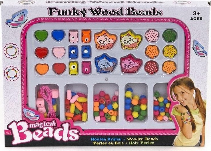 Zestaw drewnianych koralików