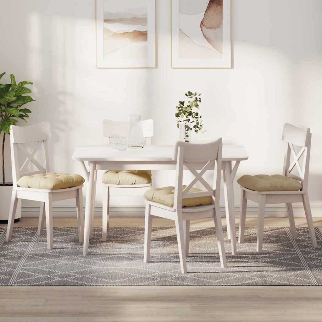 vidaXL Poduszki na siedziska 4 pcs Kremowy 45 x 45 x 12 cm tkanina