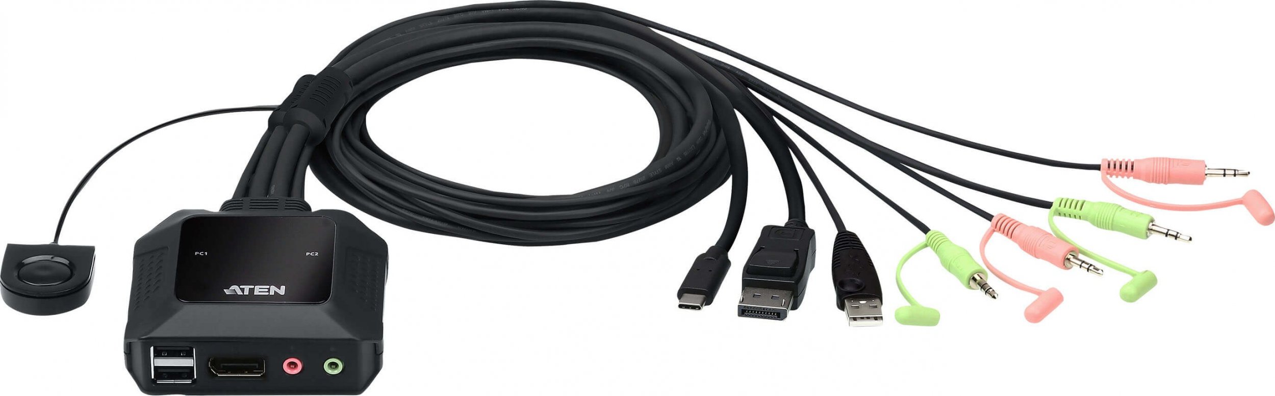 Przełącznik Aten ATEN CS52DP 2-Port USB-C DisplayPort Hybrid Cable KVM Switch