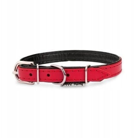 Obroża skórzana dla psa, czerwony/czarny, L-XL, 25mm/55cm