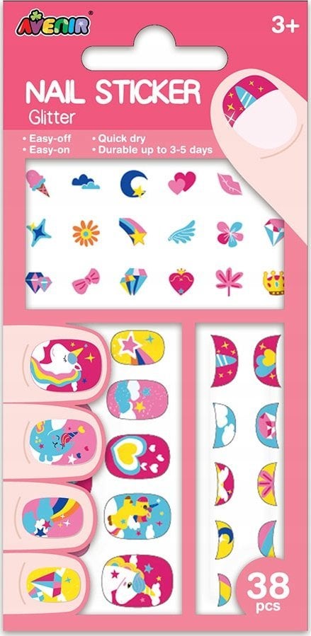 Avenir Naklejki na paznokcie - Jednorożec brokat