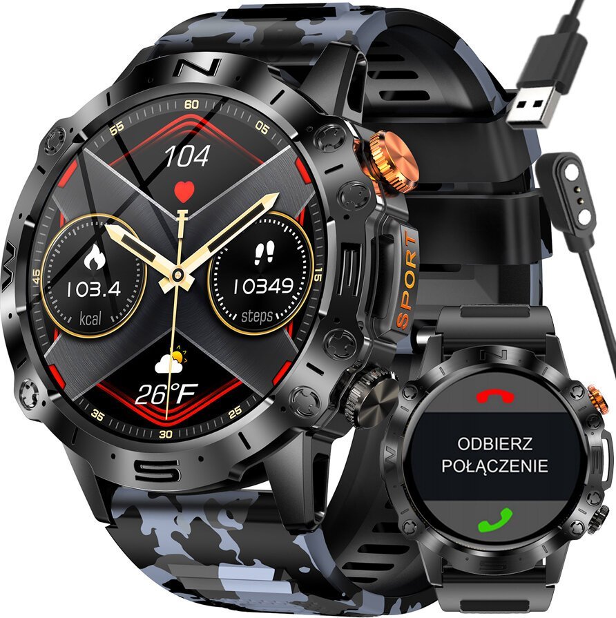 Smartwatch Gravity SMARTWATCH MĘSKI GRAVITY GT20-5 - AMOLED, DODATKOWY PASEK (sg024e) NoSize