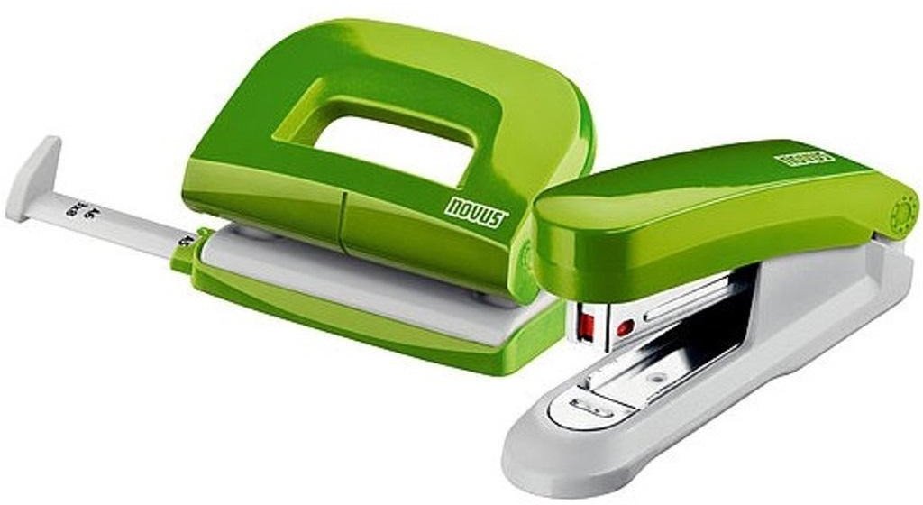 Zestaw zszywacz E15 + dziurkacz E210 zielony