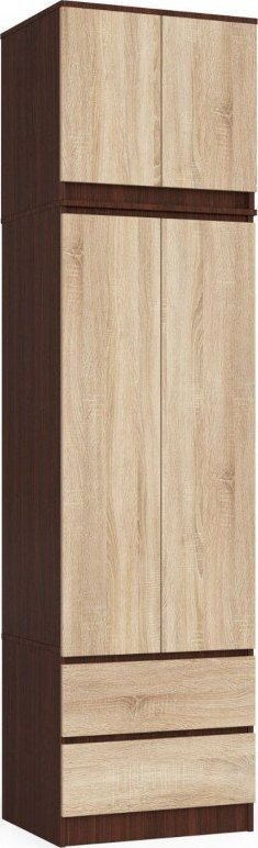 Fabryka Mebli Akord Szafa z nadstawką do sypialni 60 cm STAR - wenge-dąb sonoma