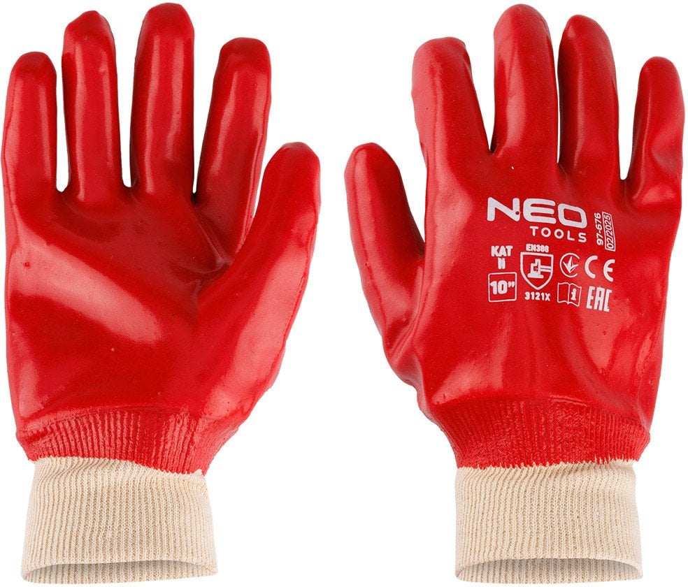 Rękawice robocze, bawełna pokryty w całości PVC, 3121X, rozmiar 10