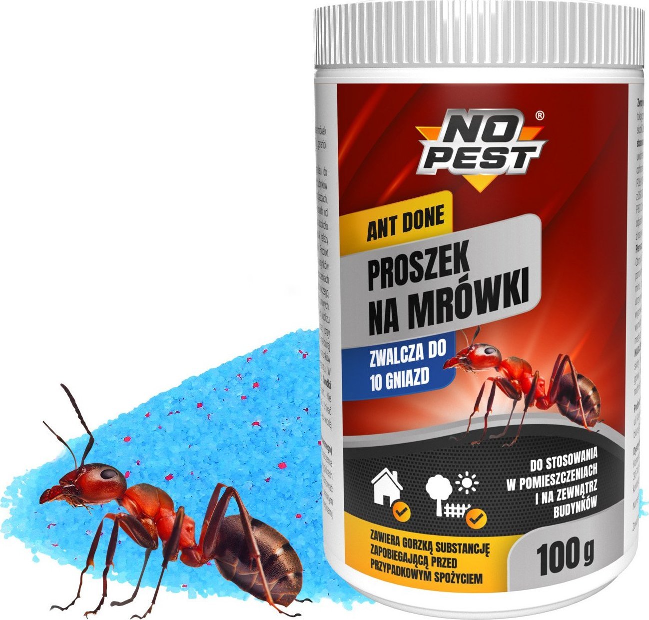 NO PEST Proszek na Mrówki 100g Środek Granulat Trutka Preparat na Mrówki Mrowiska Mrówki Faraona Gniazda Mrówek