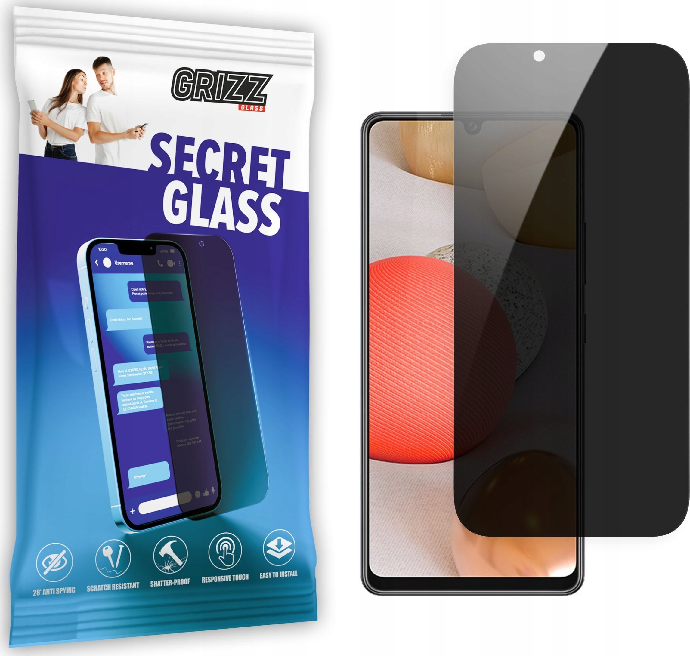 GrizzGlass Szkło prywatyzujące GrizzGlass SecretGlass Samsung Galaxy A42 5G