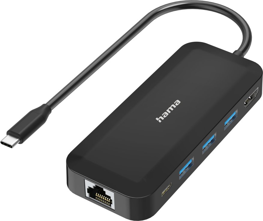 Hama Classic Line USB-C hub 3 x USB-A USB-C HDMI LAN/Ethernet melna - Adapteris