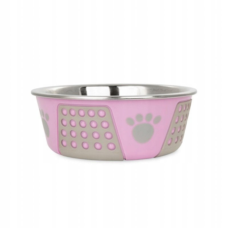 Miska, dla psa, fioletowa, nadruk łapy, stal nierdzewna, antypoślizgowa,17cm, 900m