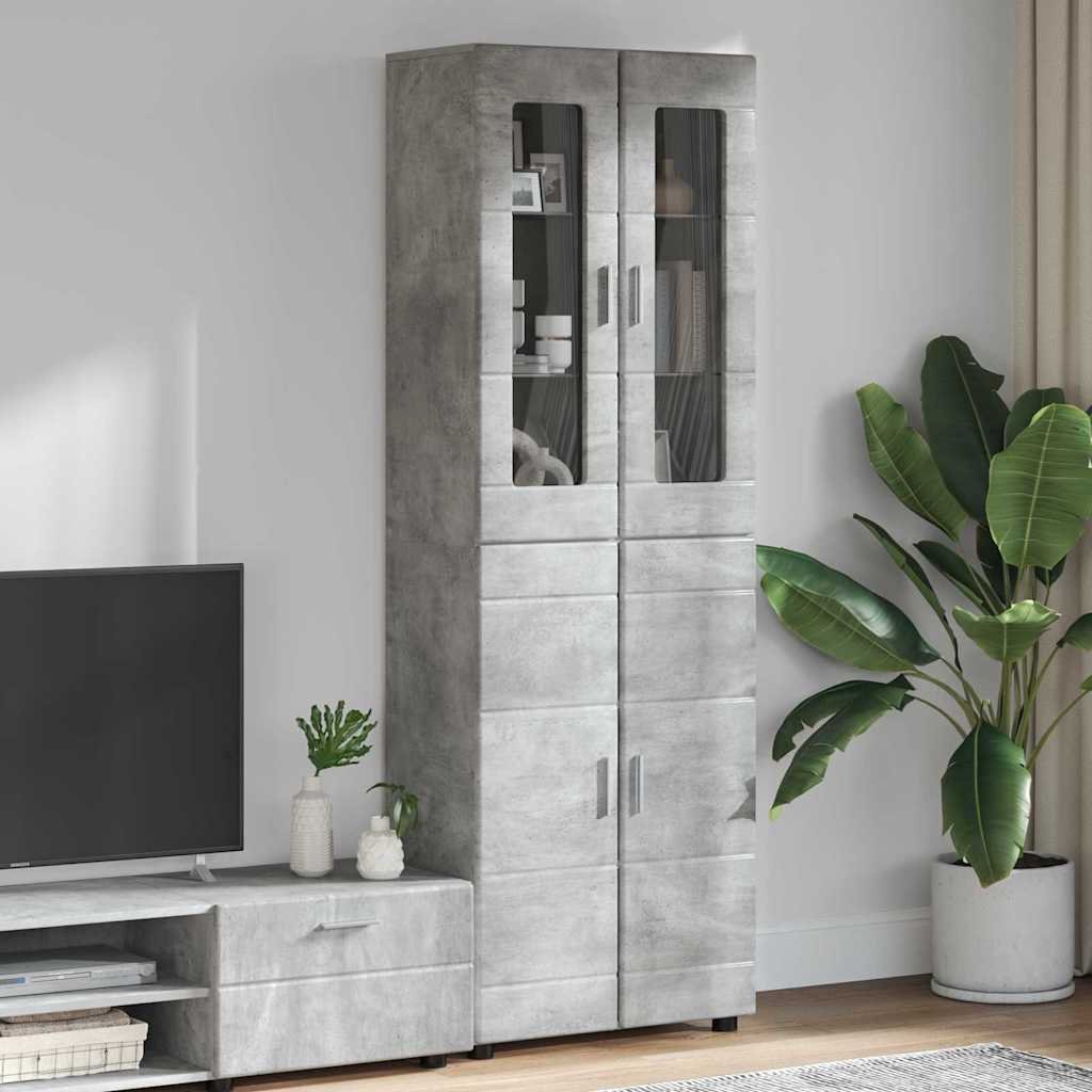 vidaXL Highboard z półką z drzwiami Betonowy szary 60 x 35 x 182 cm