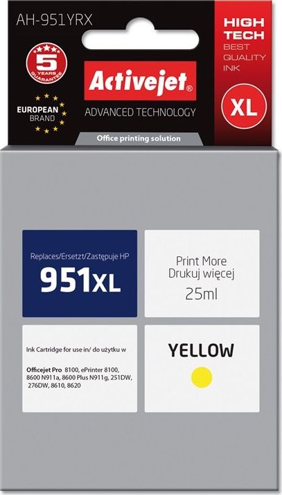 Tusz Activejet AH-951YRX zamiennik 25 ml żółty