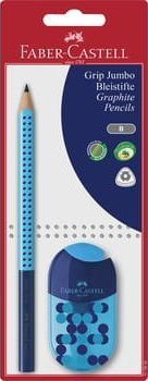 Faber Zestaw: ołówek grip jumbo 2001, podwójna temperówka, mix kolorów blister, faber-castell [0|0]