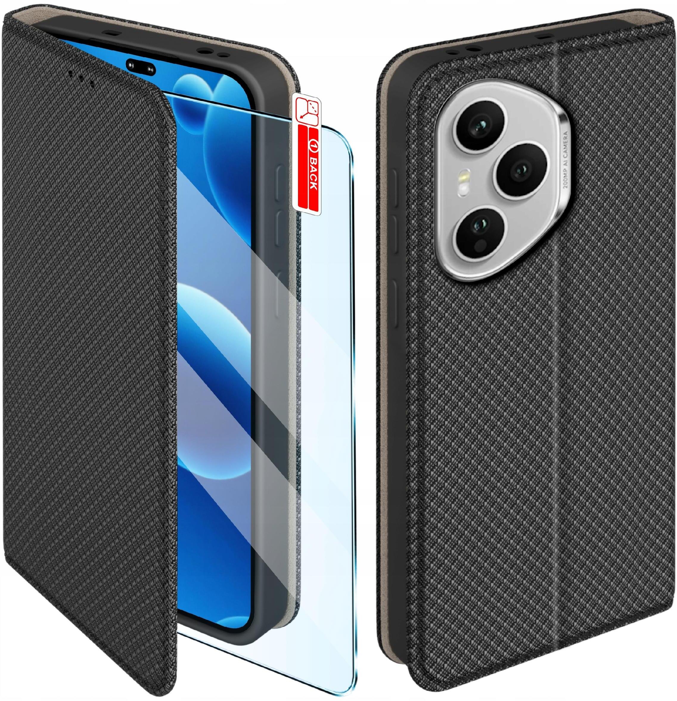 Etui MAGNET do Honor 400 Pro Zamykane Czarne Futerał + Szkło 9H