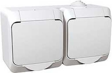 Schneider Electric Cedar Plus Gniazdo hermetyczne podwójne z/u z klapką i przesłonami 16A IP44 białe (WDE000522)
