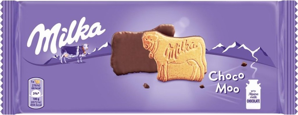 Milka Choco Moo Ciastka oblane czekoladą mleczną z mleka alpejskiego 120 g