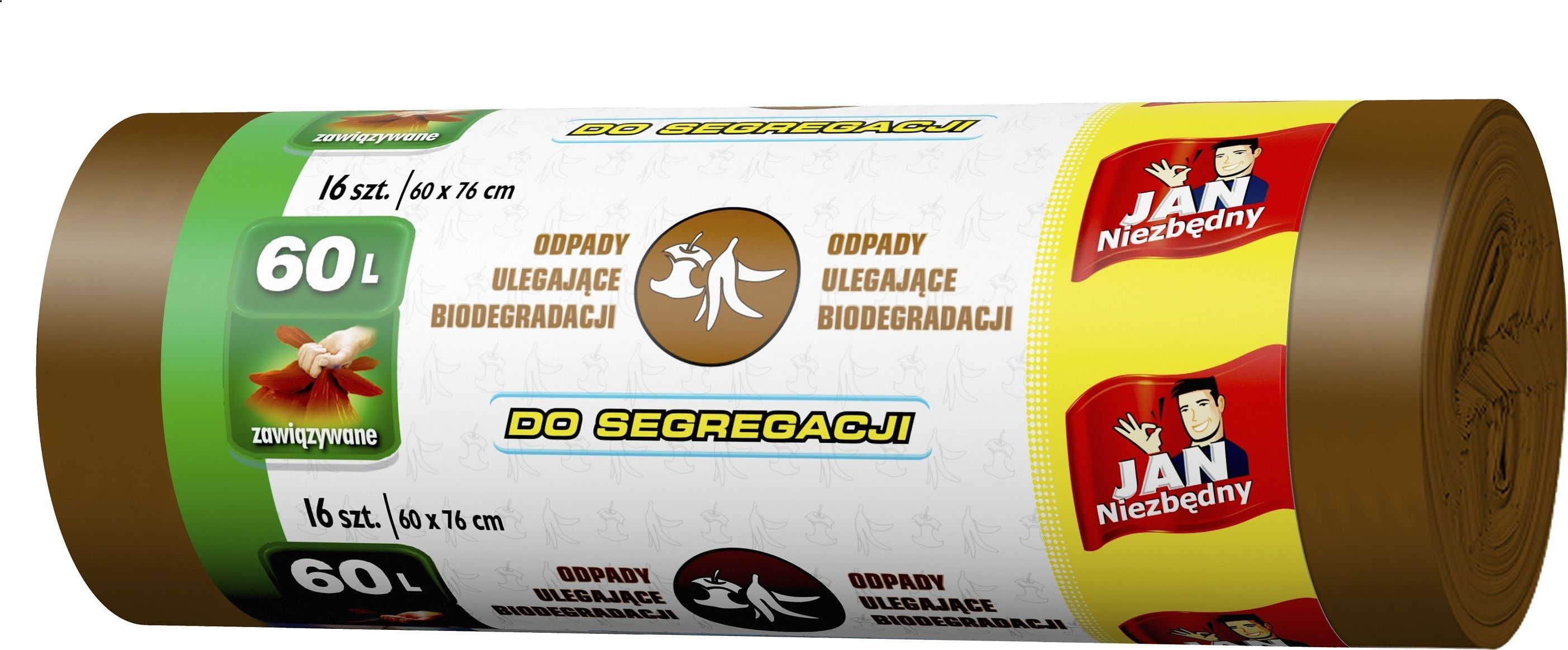 JAN Niezbędny Sarantis Jan Niezbędny Worki do segregacji śmieci brązowe - odpady ulegające biodegradacji 60L 1op.-16szt