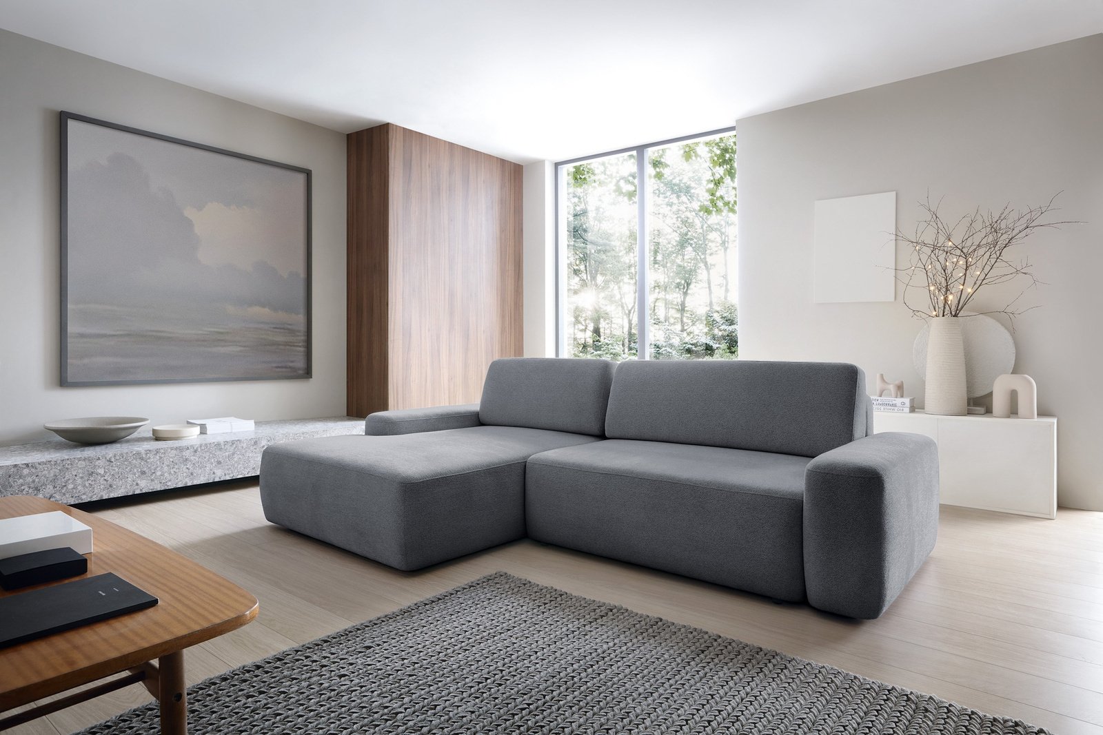 : Narożnik OLMI M lewostronny Raven 18 grafitowy ciemny szary styl soft