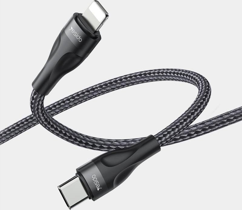Kabel USB Yesido yesido Kabel CA82 12W Type-C/iP 30cm 2.4A, BLACK / CZARNY