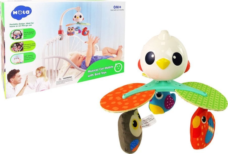 LeanToys Karuzela Dla Niemowląt Do Łóżeczka Wózka Kolorowe Ptaszki Melodia