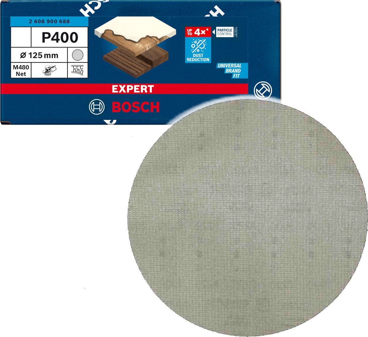 Bosch Bosch Expert M480 mesh structure sanding sheet 125mm, K400 (50 pieces, for eccentric sanders)