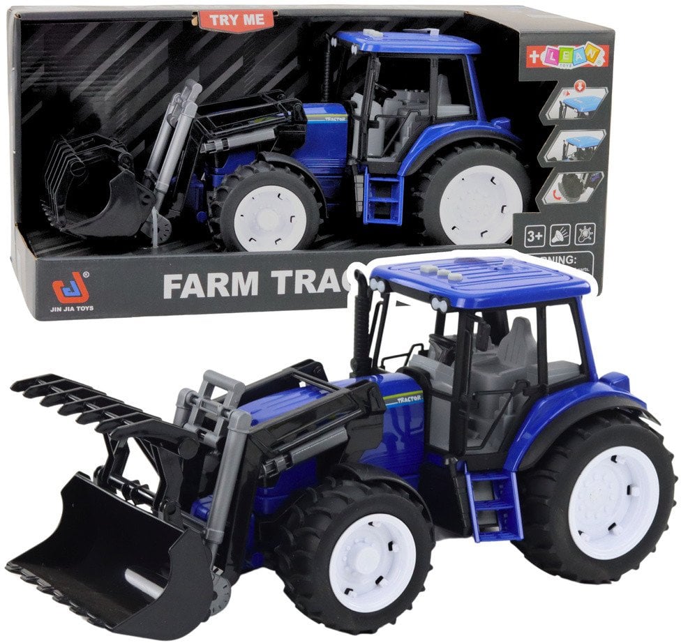 Traktor Farmerski Z Ruchomą Łyżką Światła Dźwięki Niebieski 1:10