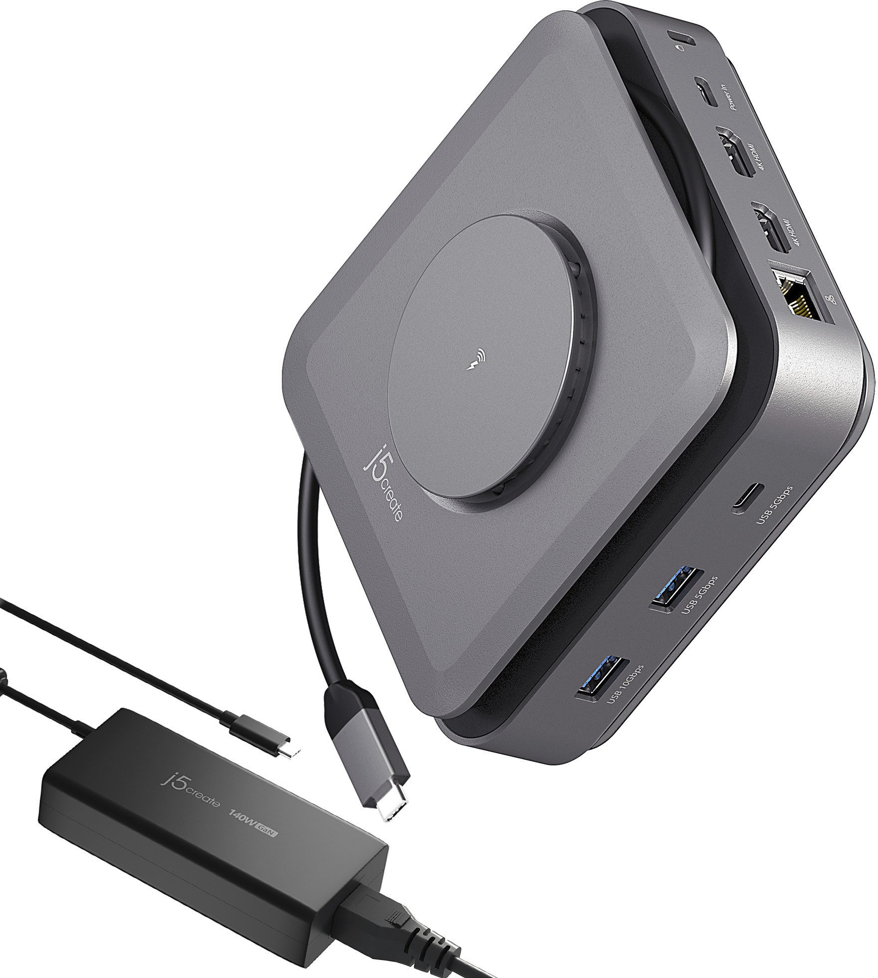 Stacja/replikator j5create JCD3199P-FN stacja dokująca Przewodowa USB 3.2 Gen 2 (3.1 Gen 2) Type-C Szary