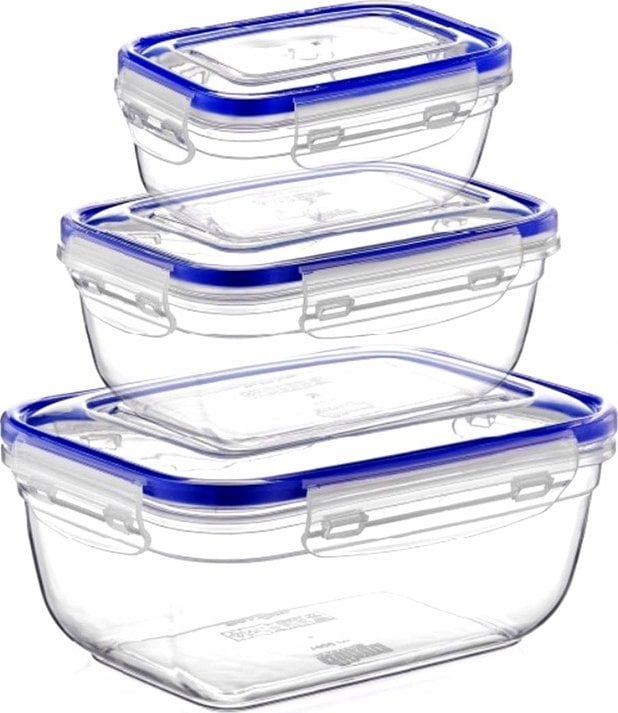 Komplet pojemników transparentnych PROSTOKĄT 400,800,1400 ml