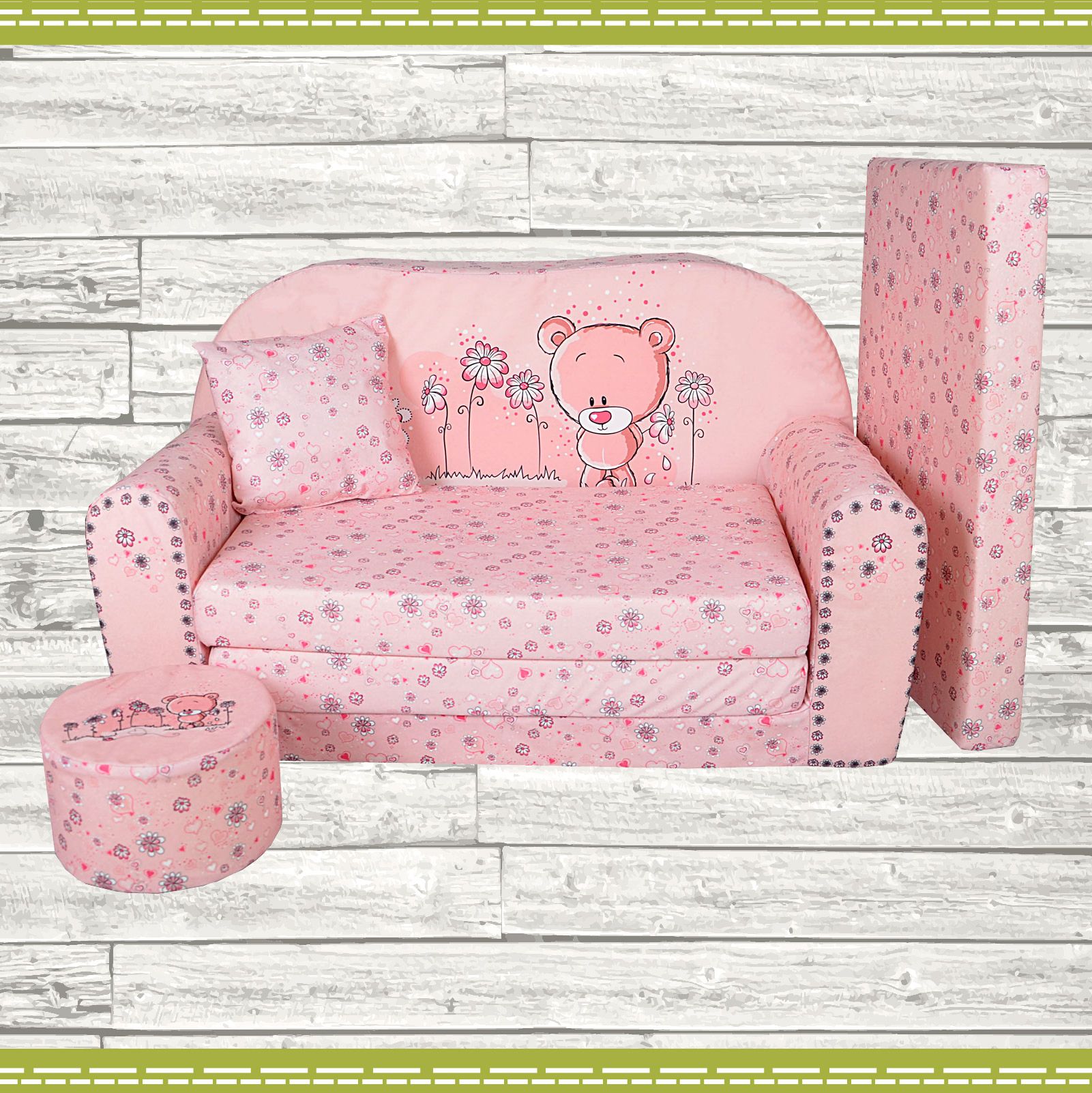 Galeriatrend Sofa kanapa dla dzieci rozkładana Teddy Bear