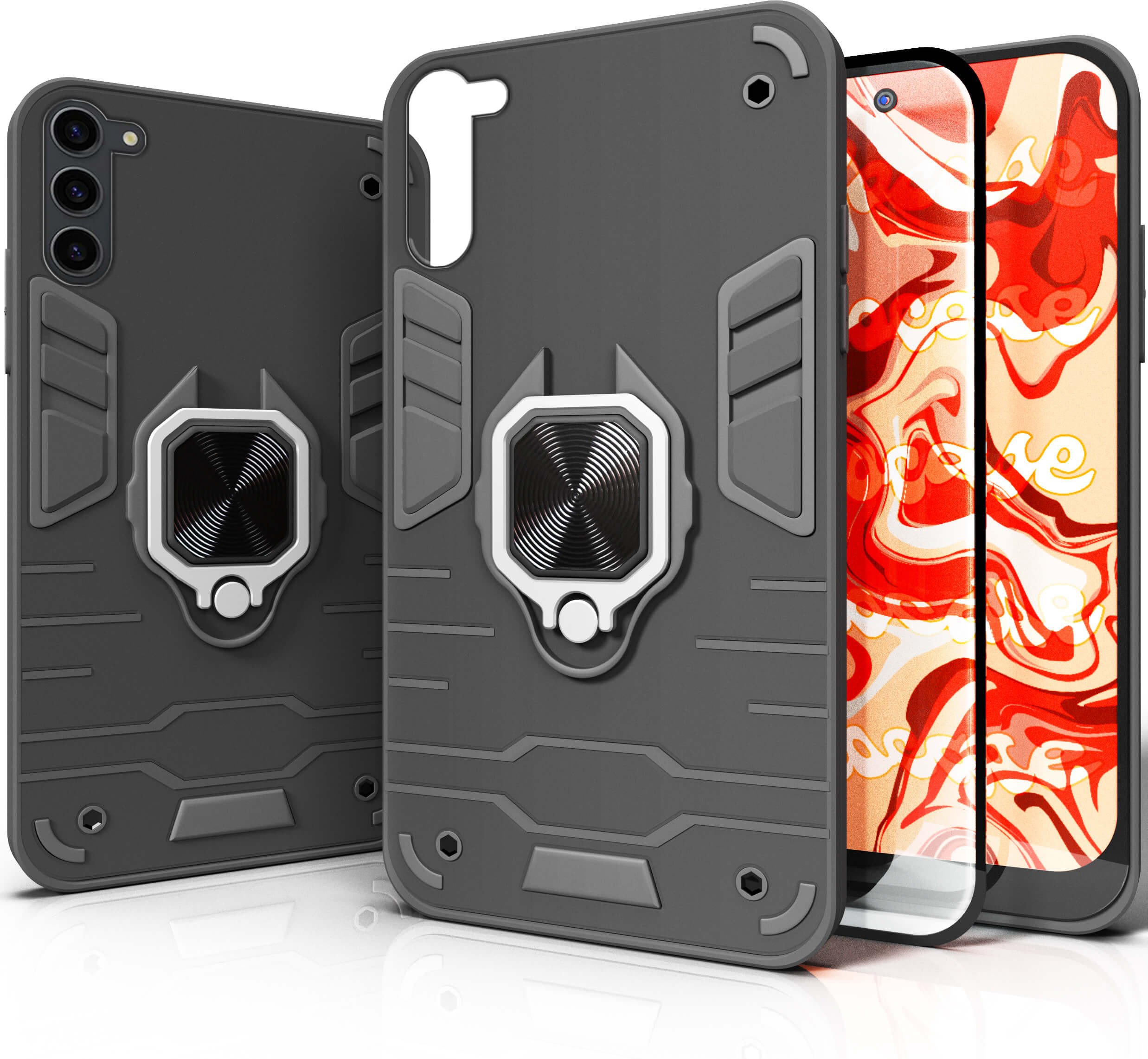 ETUI PANCERNE DO SAMSUNG GALAXY S23 PLUS CZARNE OBUDOWA ARMOR HOLDER SZKŁO