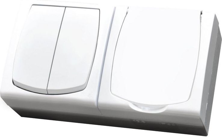 Ospel Łącznik świecznikowy + gniazdo Madera hermetyczne IP44 biały (ZH-NŁ2G/00/w)