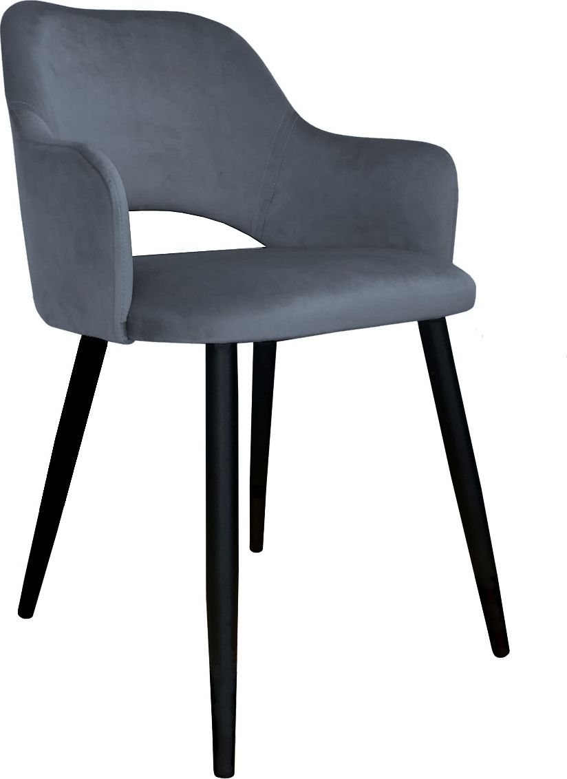 Atos Krzesło NAPO BL VELVET ciemno szare kubełkowe na czarnych nogach ATOS