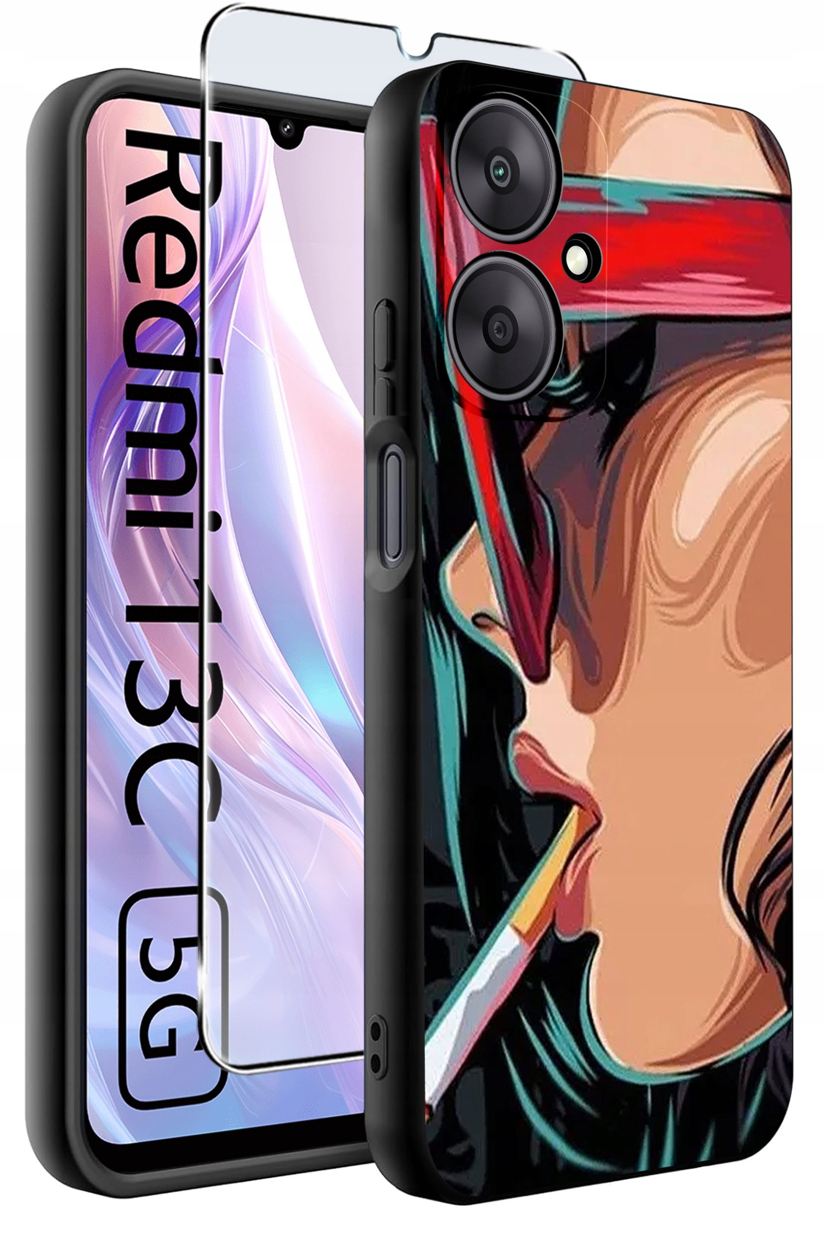 ETUI do Xiaomi Redmi 13C 5G WZORY |SILIKONOWE MATT CASE +SZKŁO HARTOWANE 9H