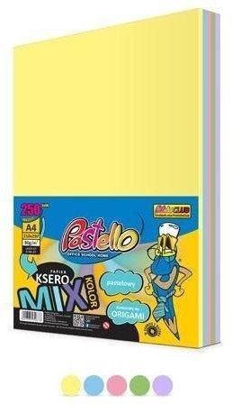 Papier ksero A4 80g 5 kolorów 250 arkuszy pastel