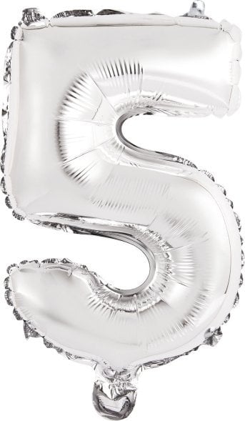 AMSCAN Balon foliowy mini cyfra 5 srebrna 25,5x40cm 9909673
