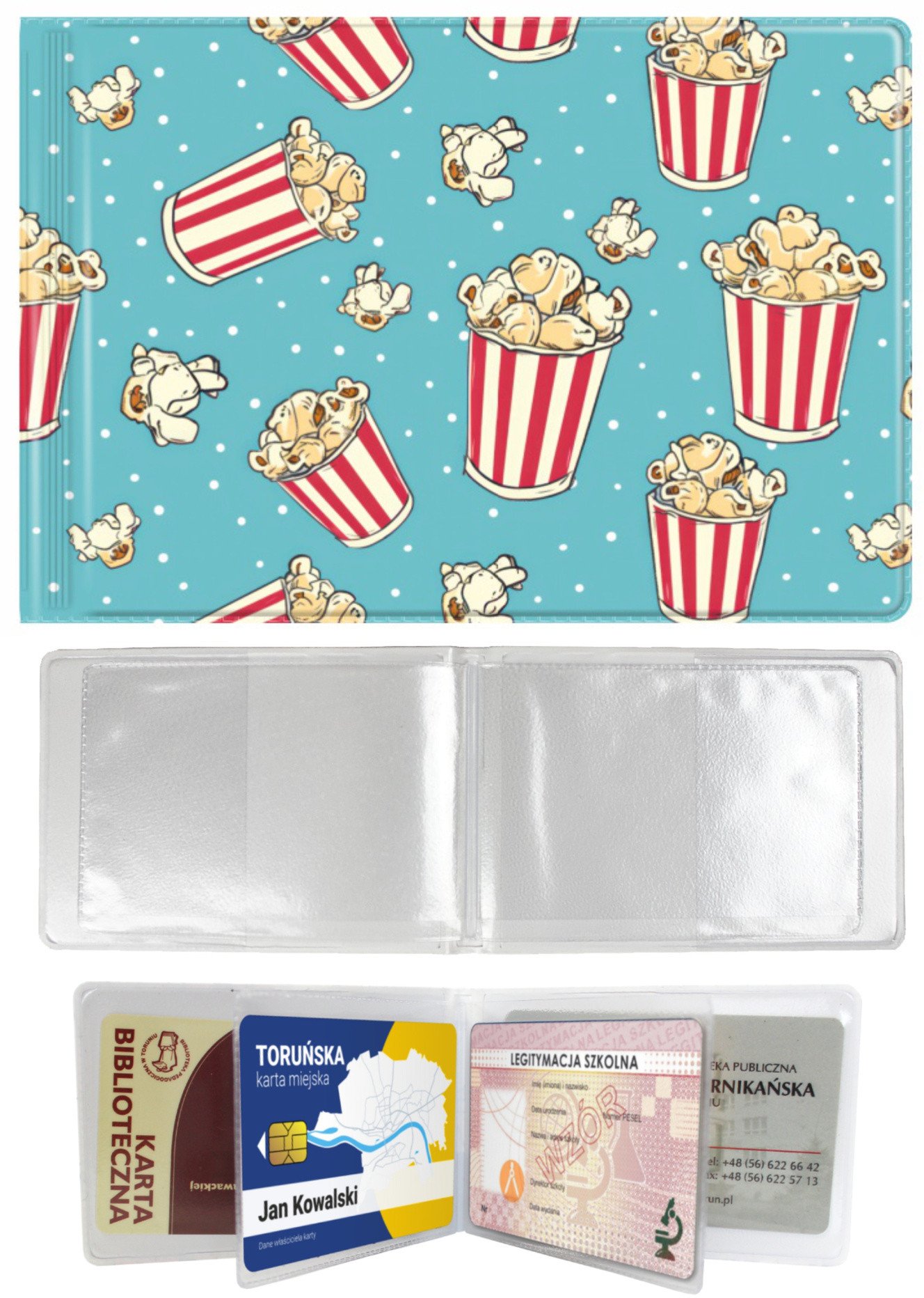 Okładka na dokumenty ucznia małe popcorn